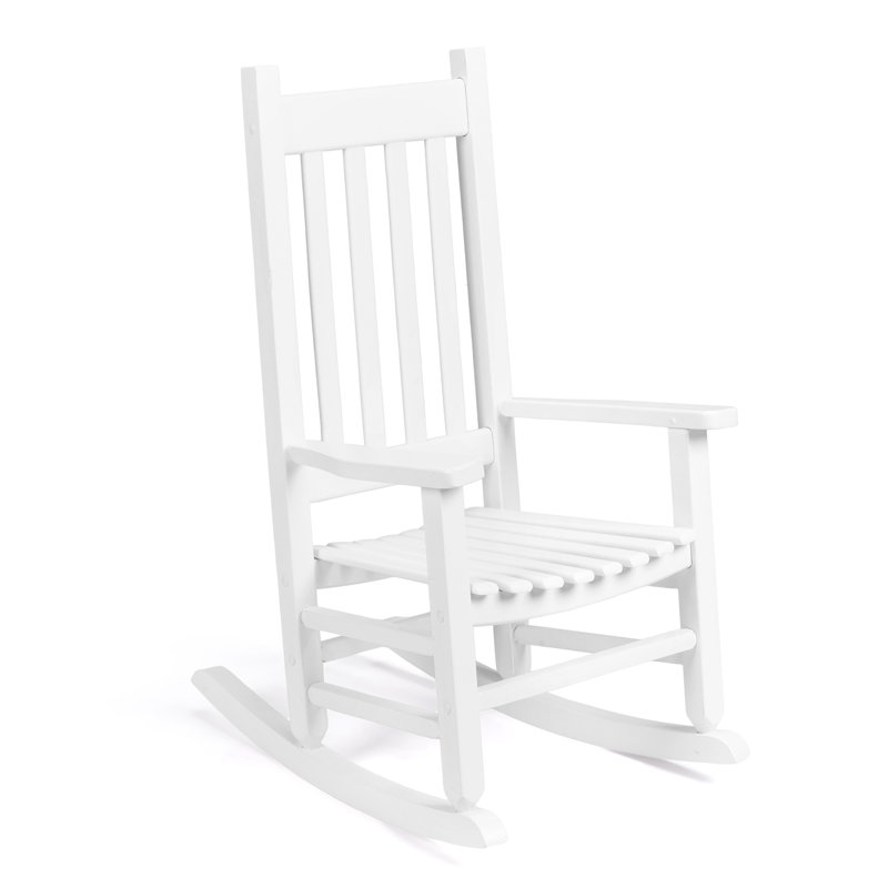 Chaise berçante pour enfants en bois massif blanc