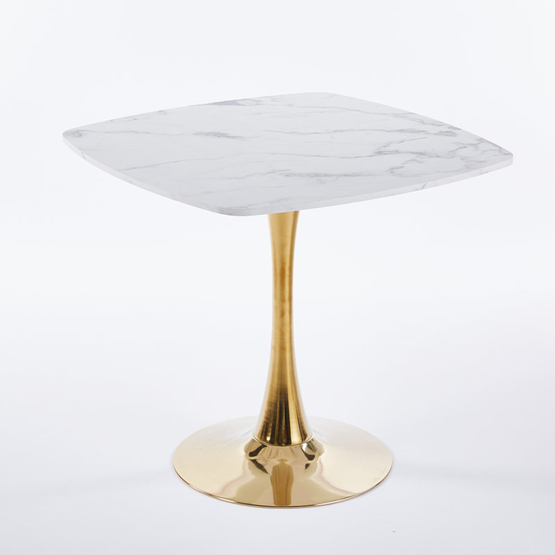 Square Dining Table 31.5 Inch, Mid-Century Modern Kitchen Table For 2-4 Person,Tulip Pedestal Base With MDF Tabletop For Small Space, Apartment, Breakfast Nook