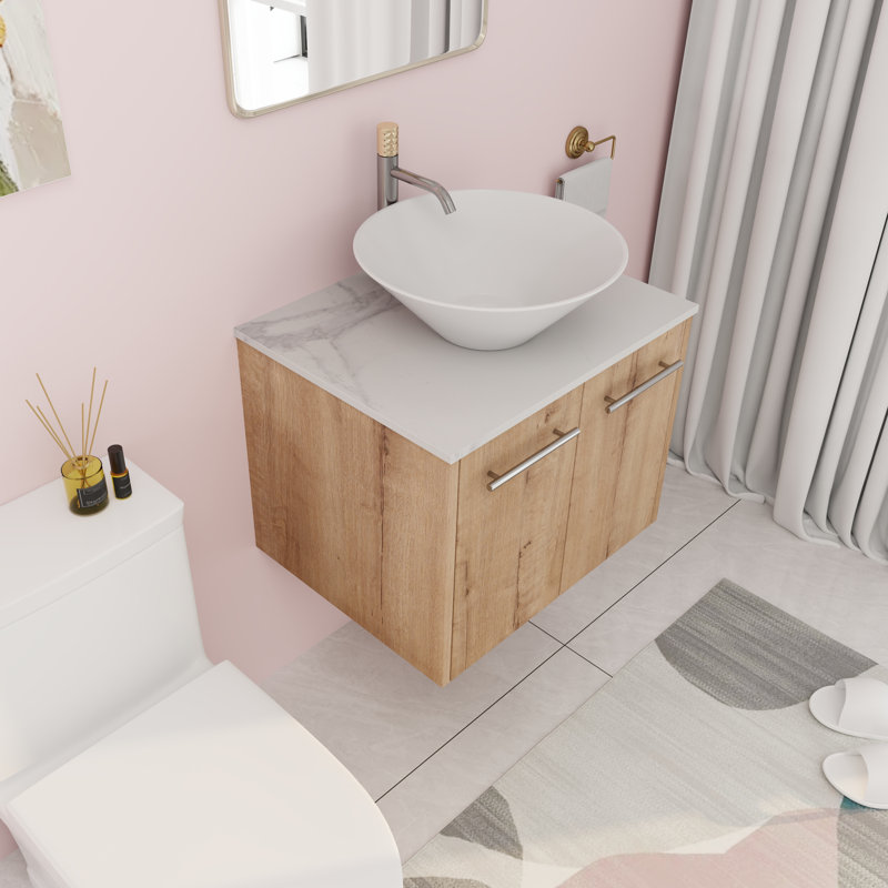 Meuble-lavabo simple mural 23,66 po avec comptoir en céramique Dajsha