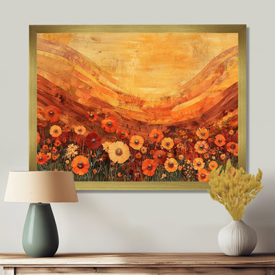 «Wildflowers Farm Landscape Of Autumn River II», art mural sur toile Wildflowers