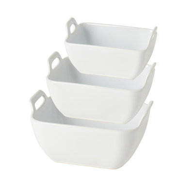 Denmark Tools for Cooks White 3-piece Rectangular Stoneware Serving Bowl Set