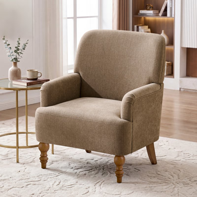 28.7" Upholstered Armchair With Tight Back And Solid Wood Legs