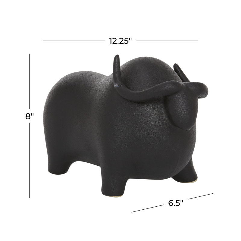 Sculpture noire en céramique noire Bull