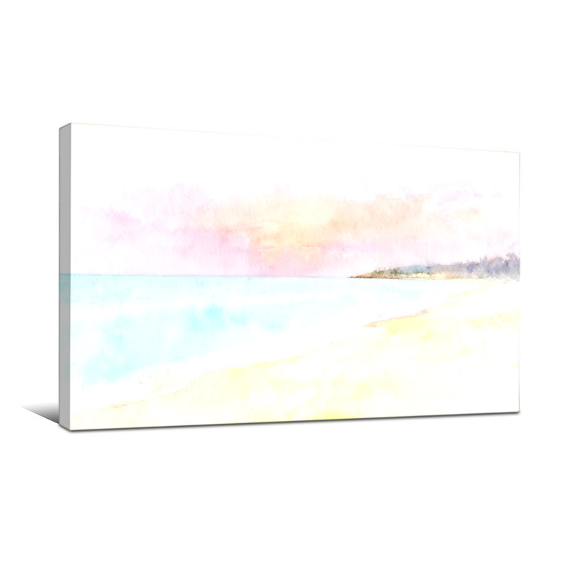 Aquarelle nautique et plage, H 20 po x l 40 po