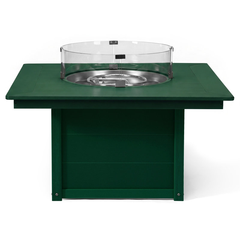 Square 42" Fire Pit Table, 31.25" H x 42.25" W x 42.25" D, Green