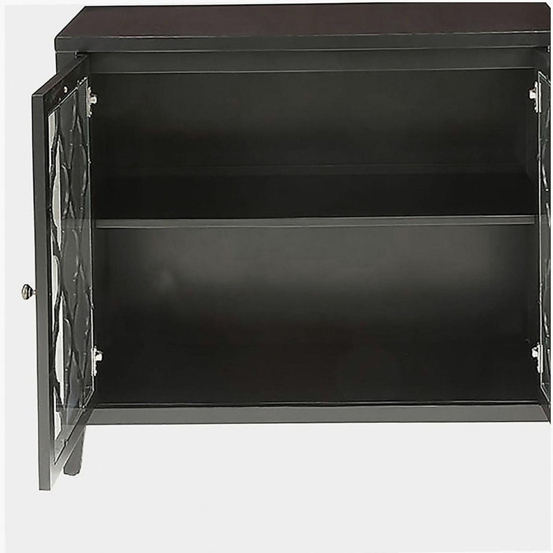 Black display table with internal shelf