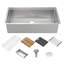 Évier de bureau encastré à simple cuve en acier inoxydable de calibre 16 avec accessoires 36 "Whitehaus-122846372