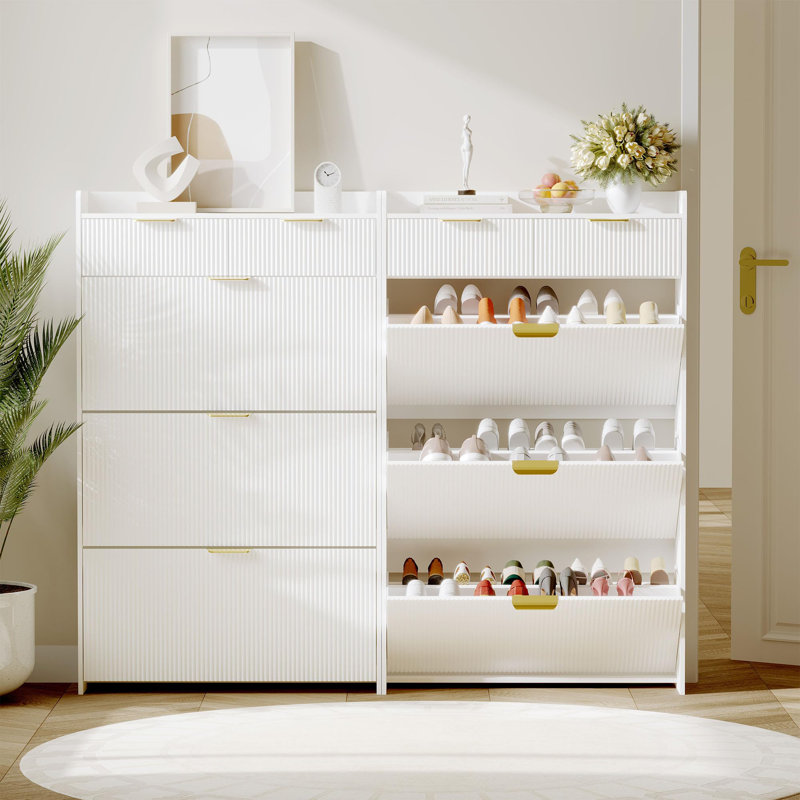 Armoire à chaussures Wave avec 3 tiroirs coulissants, 2 tiroirs, bords surélevés