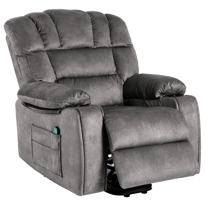 Bonchea 100cm Wide Velvet Lift Assist Standard Recliner with Massager