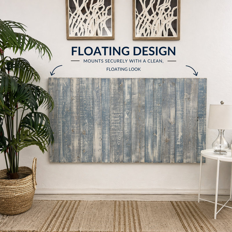 Davel Solid Wood Headboard, California King, Blue Powderwash