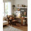 Bureau tout en bois massif en L avec armoires de rangement-360431837
