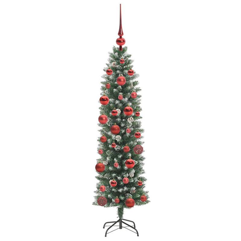 Artificial Slim Christmas Tree, 4.92' H, Red