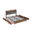 Structure de lit double, tête de lit avec station de charge et 4 tiroirs de rangement, lumières DEL, brun et gris-691080105