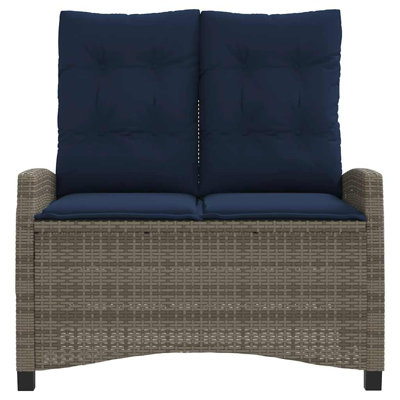 Reclining Garden Bench With Cushions Poly Rattan