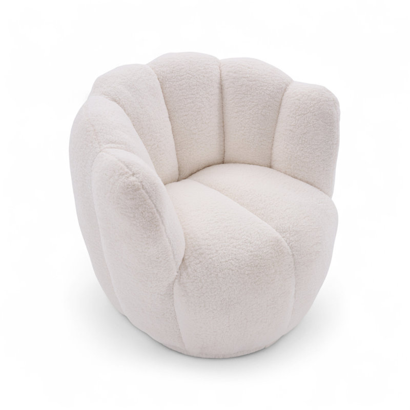 Alivya Upholstered Swivel Barrel Chair, White