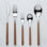 Ensemble de couverts 20 pièces en acier inoxydable avec poignée à grain de bois, fourchette, couteau, cuillère et fourchette à fruits 4 pièces