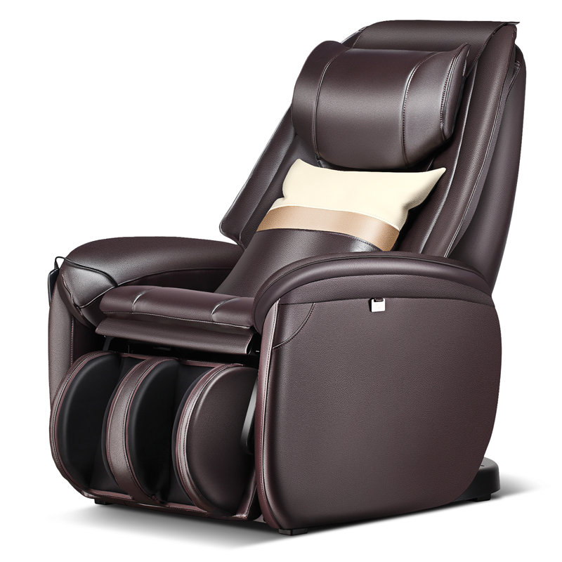 Fauteuil de massage chauffant en similicuir, Similicuir brun
