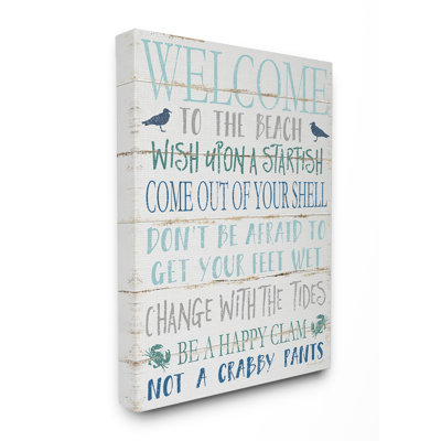 Welcome to the Beach Panoramic Graphic Art Print Set on Canvas