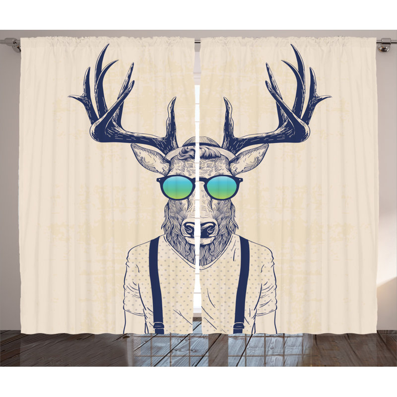 Antlers Semi-Sheer Rod Pocket Curtain Panels, 54" x 108"