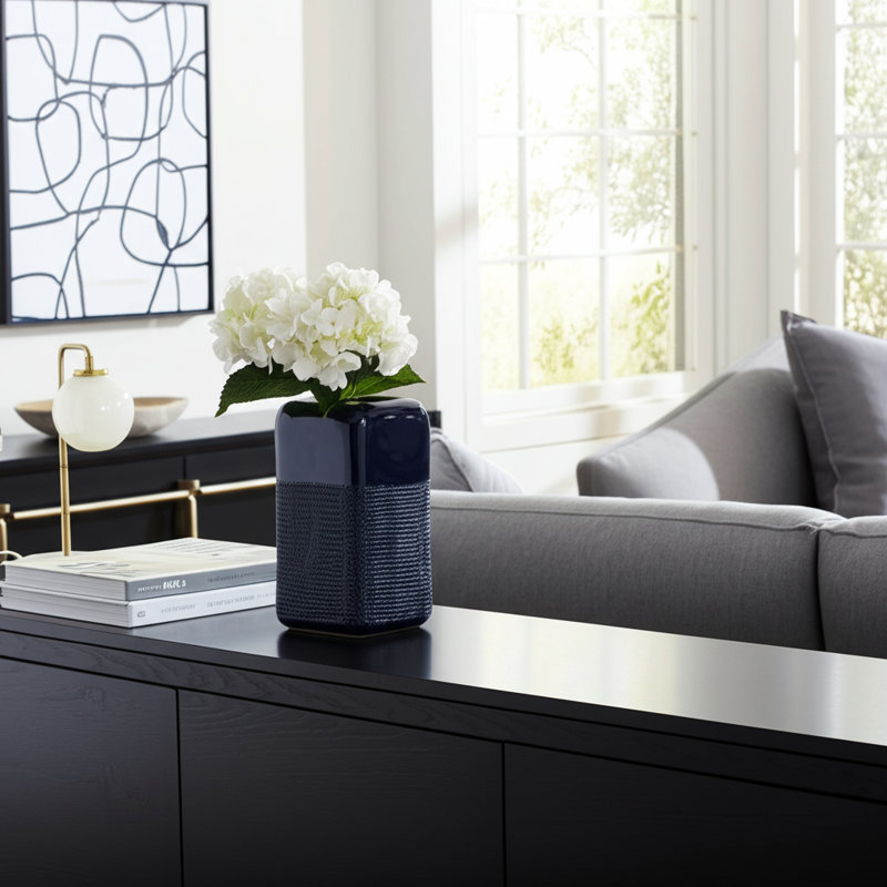 Modern Rounded Flower Vase for Home Decor - Decorative Table Vase for Living Room or Entryway Accent, 10" H x 5" W x 5" D