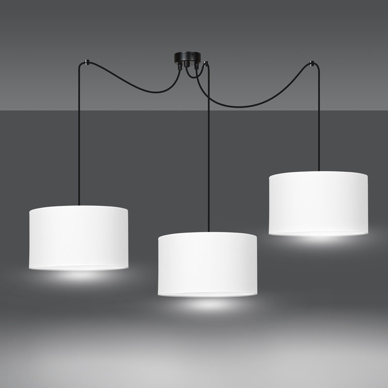 Pascua 3 - Light Black Drum Pendant, White