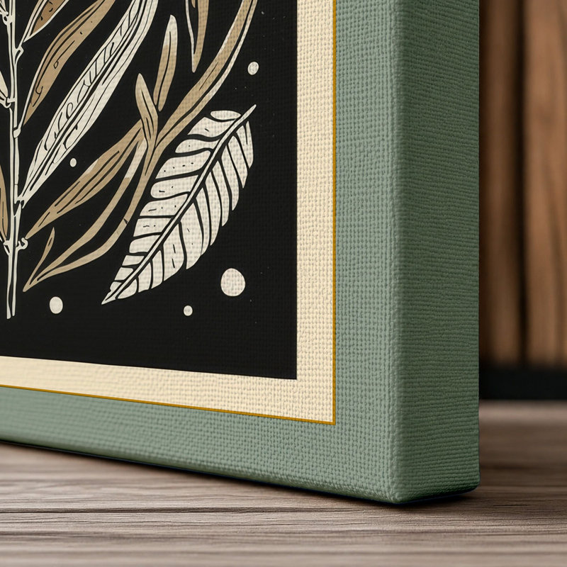 Linocut Garden Botanical - Wrapped Canvas, 30x20 - 76.2 x 50.8 cm, Sage Border