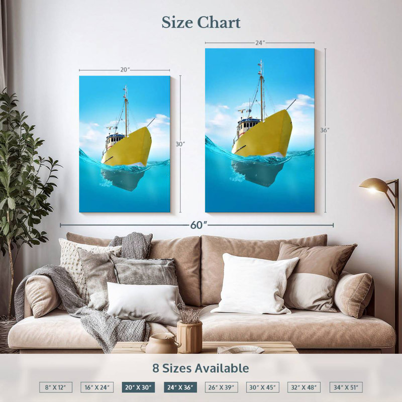 Mehar Yellow Ship, 36" H x 24" W