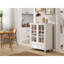 Minimalist Buffet Cabinet With Double Glass Doors And Drawer, Modern Wooden Storage Sideboard Cupboard For Living Room, Dining Room Hallway Entryway-1877192620