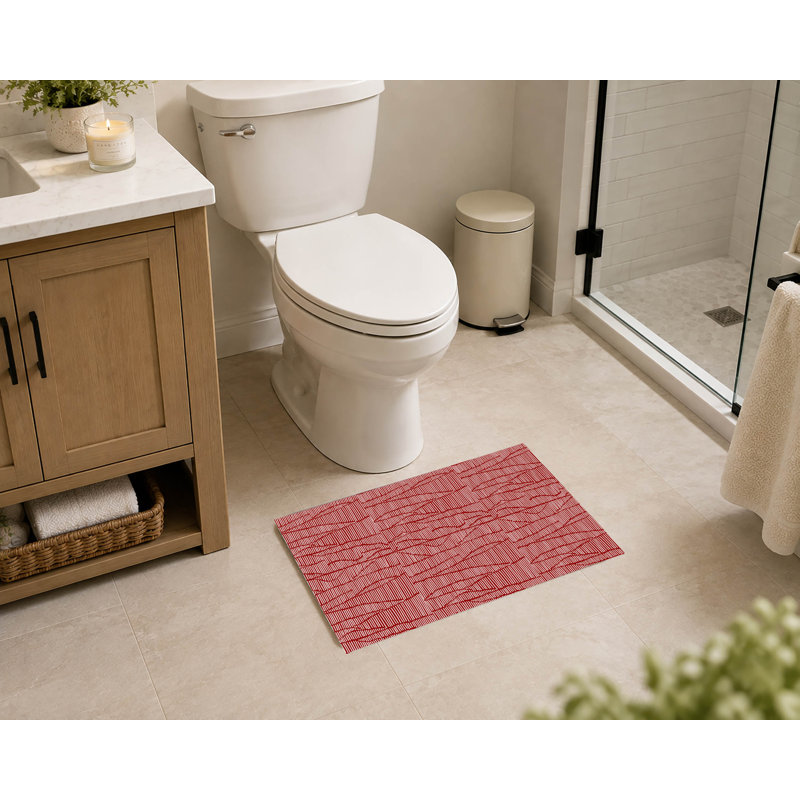 Tapis de toilette rectangulaire absorbant et antidérapant Grer, L 34 po x L 21 po, Rouge canneberge