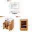 Meuble-lavabo moderne de 61 cm (24 po) avec lavabo en céramique, armoire de rangement multizone avec étagères de porte et tiroir rabattable, MDF (bois naturel)