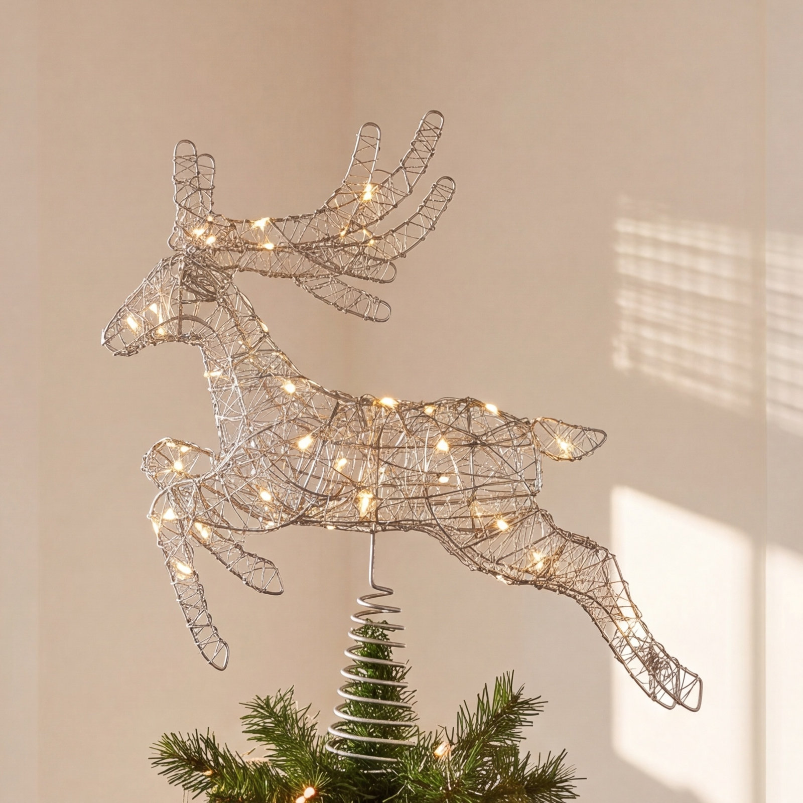 13" Pre-Lit Tree Topper, Silver