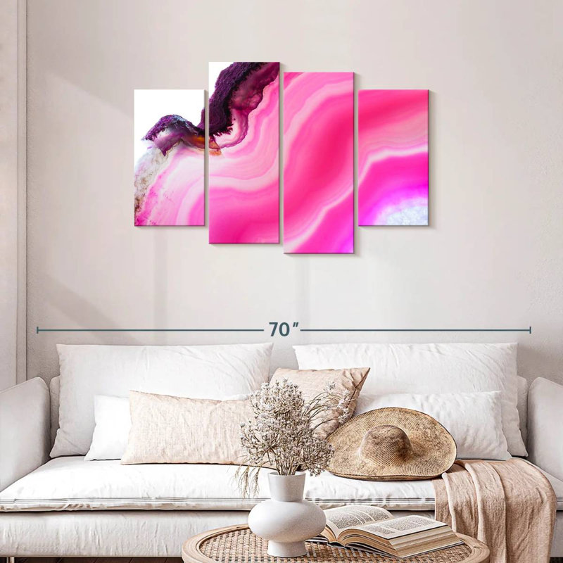 Avery magenta abstrait, H 27 po x l 43 po