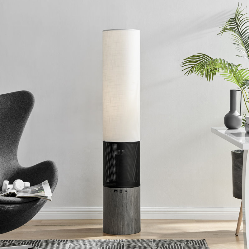 Nyobi 58'' Column Floor Lamp with USB, Walnut