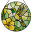 12"H Hummingbird Flower Stained Glass Window Panel-1578602122