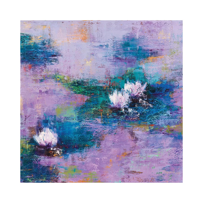 « Purple pond » par Olena-impression de peinture, Pas de tapis, Toile tendue, H 12 po x l 12 po x P 0,75 po