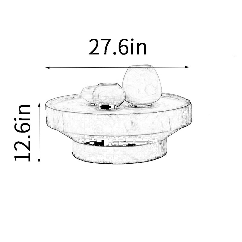 Table basse ronde Black Pier, H 12,6 po x L 27,6 po x l 27,6 po