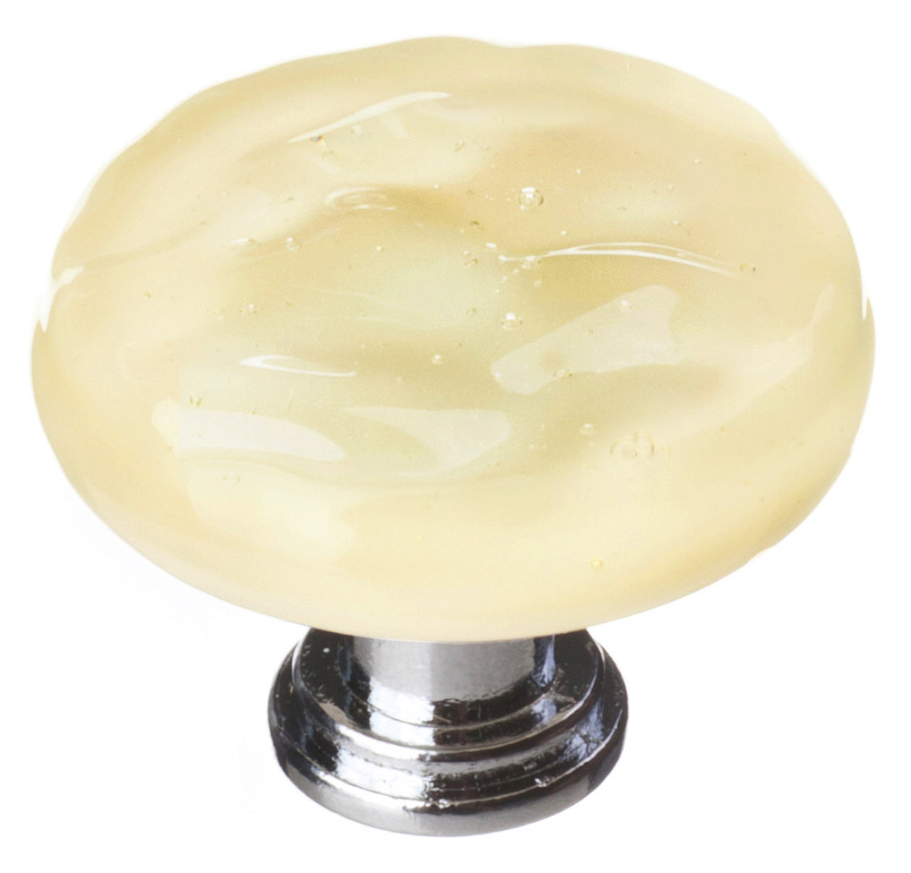 Glacier Mushroom Knob Knob, Polished Chrome, Pale Yellow