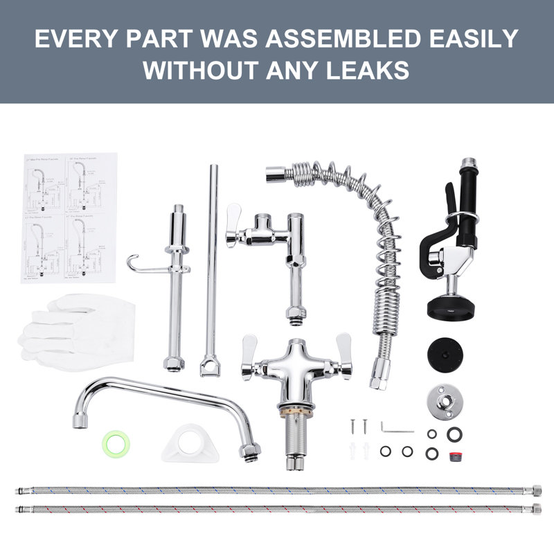 Chrome Triple Handle Pull Down Sprayer Kitchen Faucet