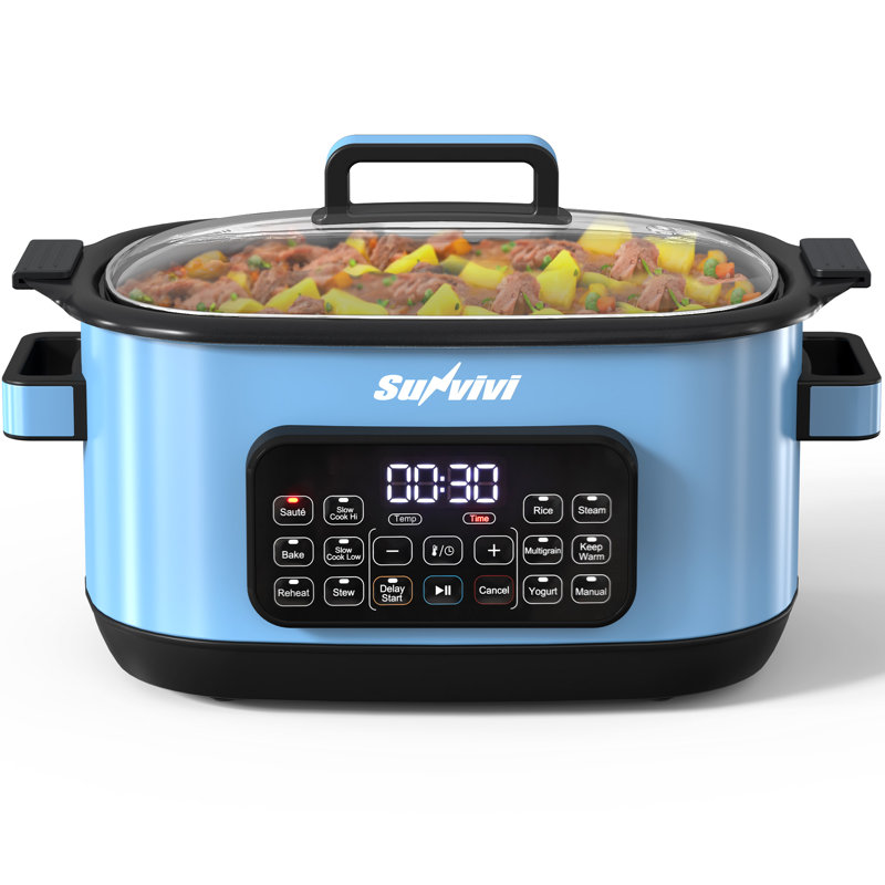 6.5QT 12-In-1 Programmable Multi Slow Cooker, Blue
