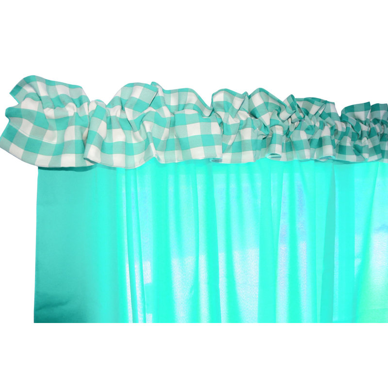 Cantonnière à carreaux sur mesure, Turquoise, L 120 po x L 9 po