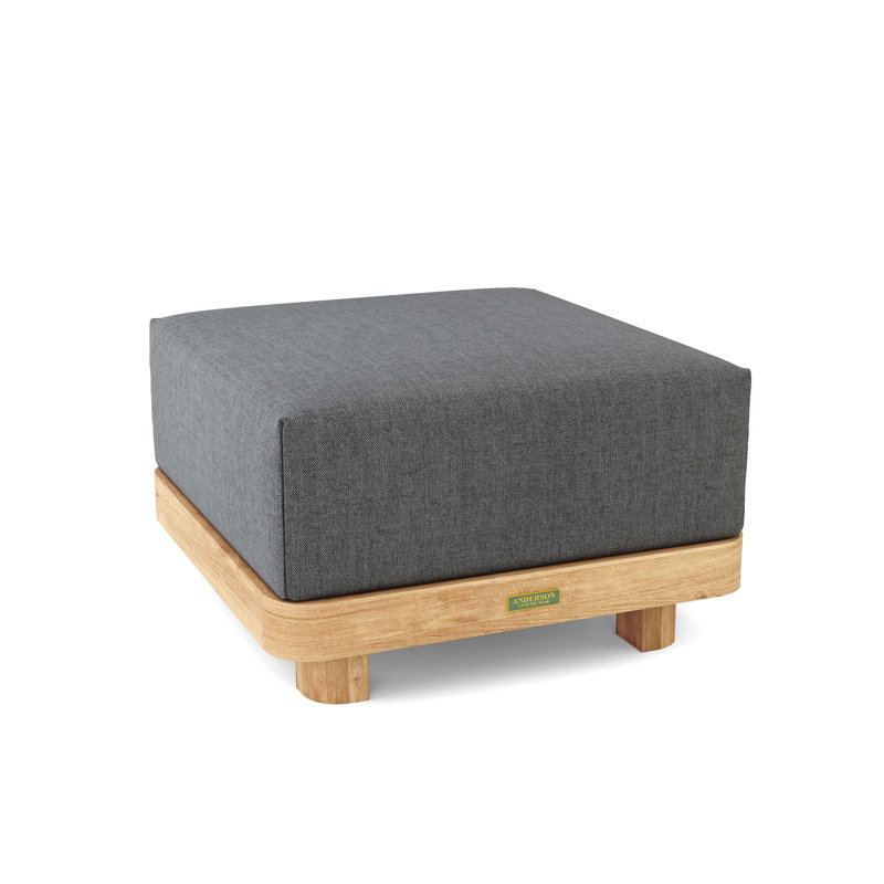 Granada Outdoor Teak Ottoman, Cast Charcoal