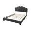 Grand lit de couleur gris anthracite, tête de lit à DEL, sans sommier tapissier, structure en bois pour le lit de la taille de la chambre à coucher, capitonnage élégant et lumières à DEL, gris anthracite, ressort nécessaire, cadre, style moderne