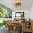 Ceiling-mounted Jute Rope Fan Light Strip with 4 Bulbs, Dimmable, 7 Dlades, Reversible DC Motor
