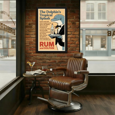 Fashion Dolphin In Tuxedo Serving Rum Cocktail