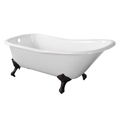 Baignoire sur pattes en fer en forme de D 67 po Kingston Brass Aqua Eden (sans perçage de robinet)