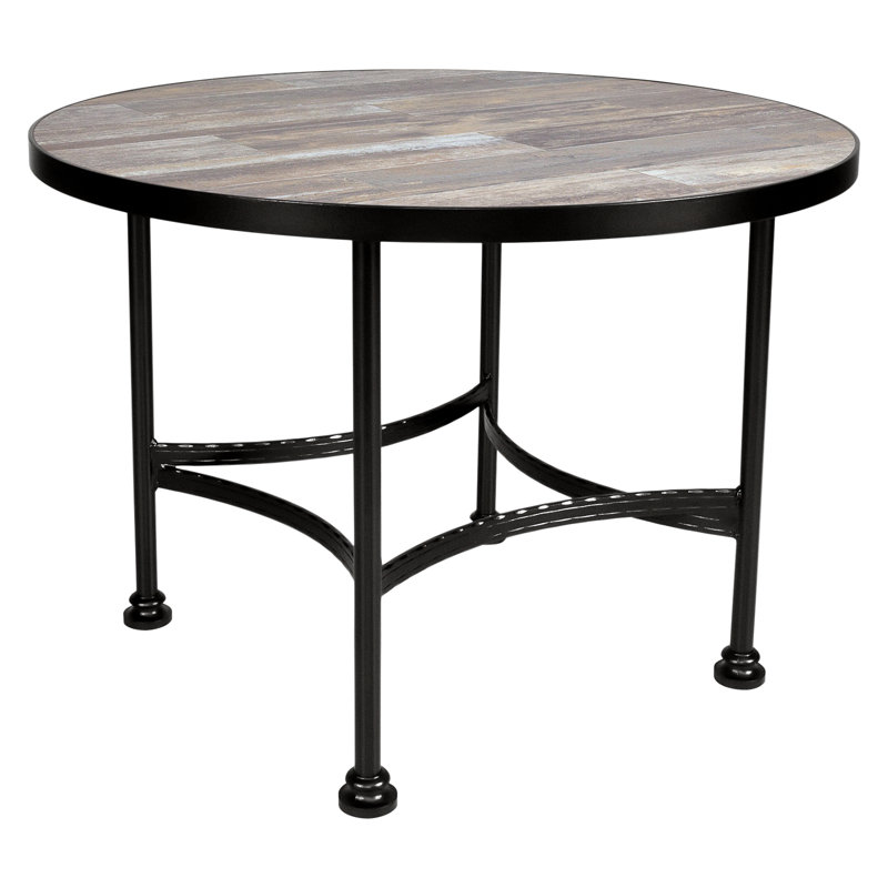 Classico Outdoor Round Dining Table, Summit Gray, Carbon Black, 42" W x 42" L x 29.75" H