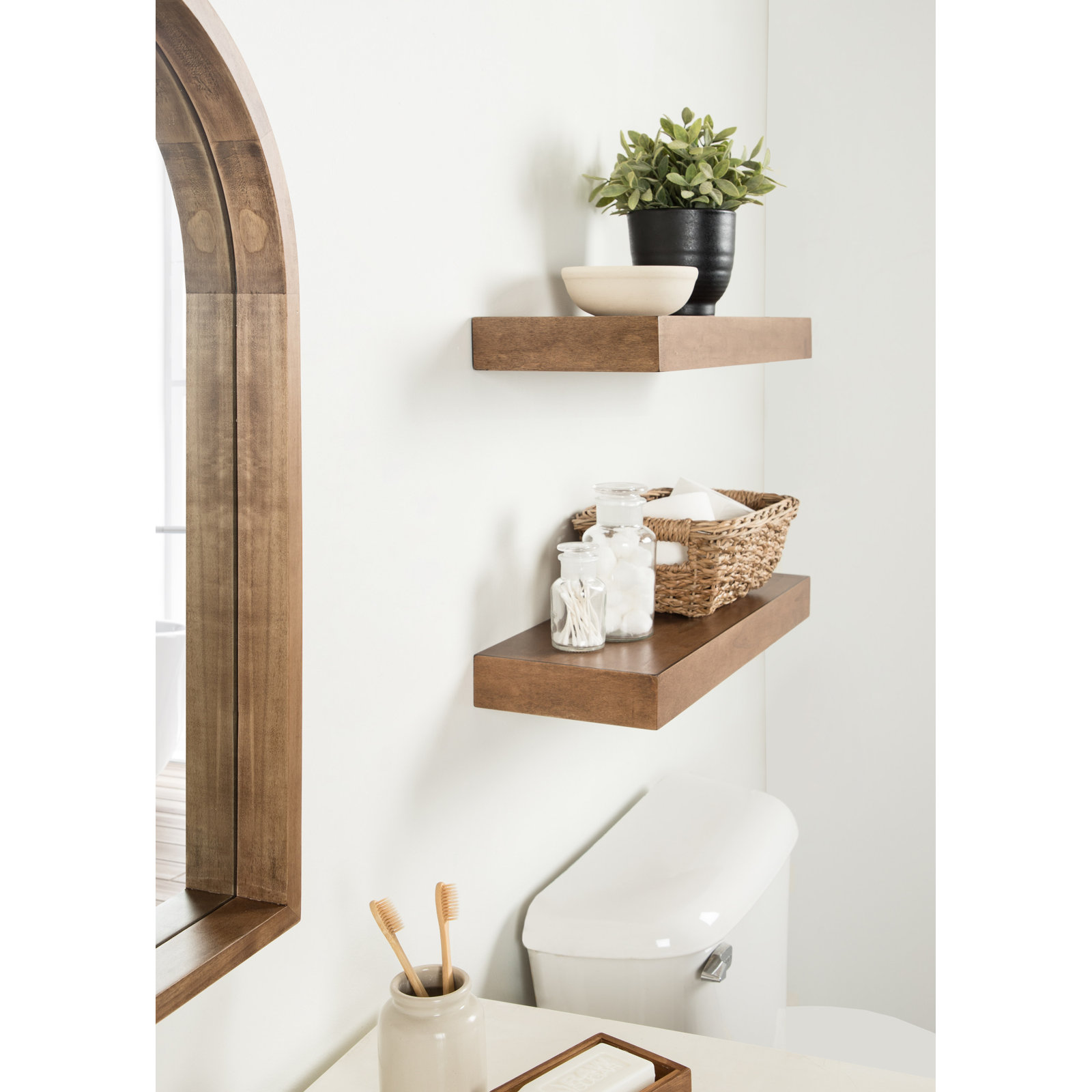 Jeremiah 2 Piece Picture Ledge Wall Shelf, Rustic Brown, 2.3" H x 24" W x 8" D