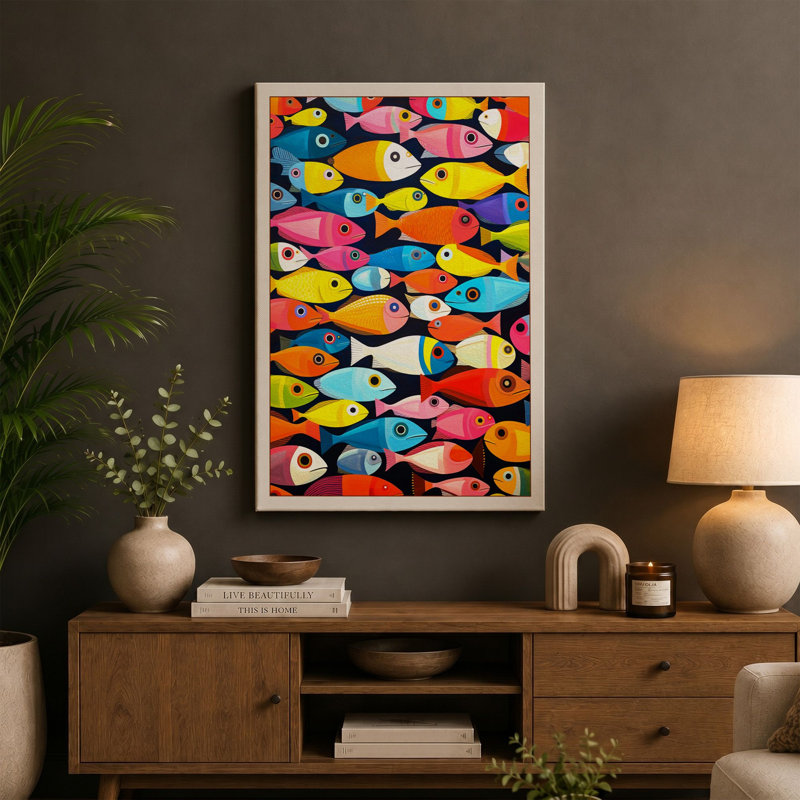 Rainbow Fish Dance Modern - Print, 24x16 - 61.0 x 40.6 cm, White Border
