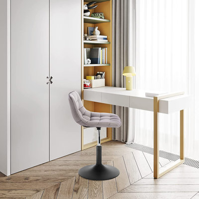 Suncrest Swivel Upholstered Velvet Adjustable Height Bar Stool with Steel Frame