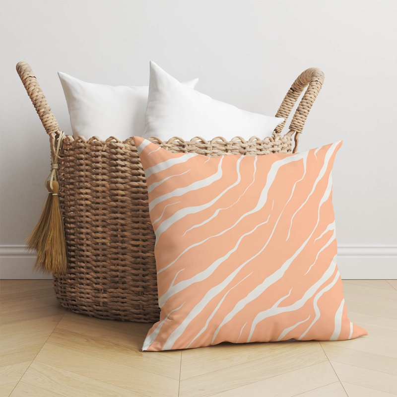 Coussin décoratif Lush Cracks, Pêche / rayé orange, H 16 po x l 16 po